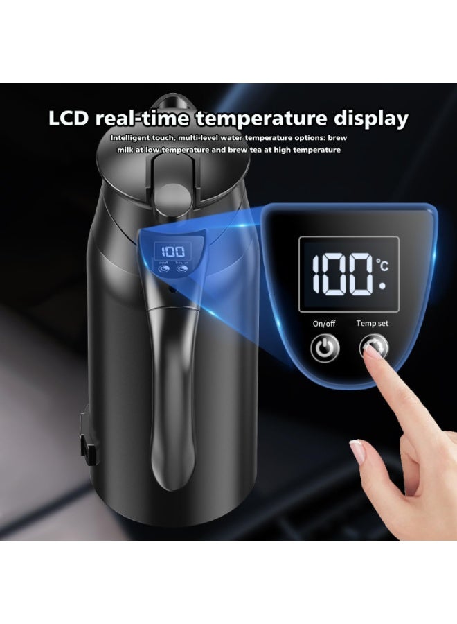 دينكس غلاية كهربائية للسيارة – غلاية سفر ذكية سعة 800 مل بجهد مزدوج 12 فولت/24 فولت، وشاشة عرض رقمية، وهيكل من الفولاذ المقاوم للصدأ - Image 2